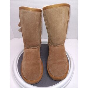 Girls Warm Tan Winter Boots With Buckle Detail & Faux Fur Lining By Rugged Bear